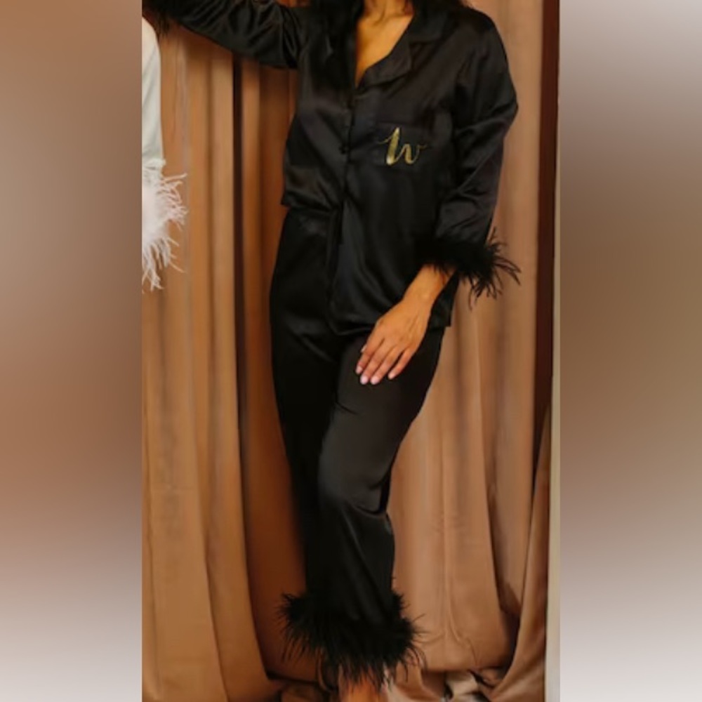 Black feathered pajamas